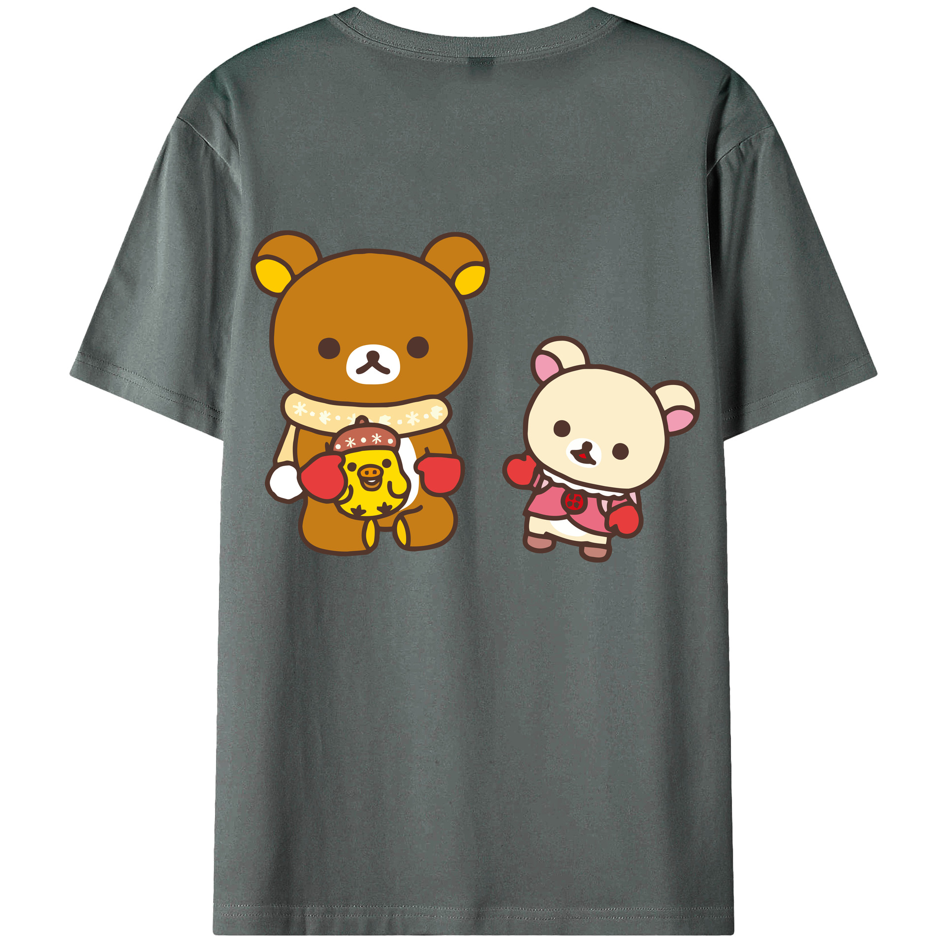 （画像用） リラックマ リラックマ キイロイトリ Rilakkuma Korilakkuma Kiiroitori 綿100％半袖Tシャツ（背面プリント）